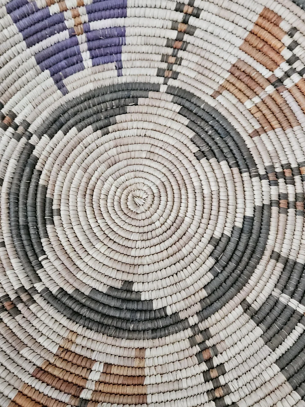 Vintage Hand Woven Coiled Basket Tray - Southwestern Boho Wall Decor Tribal